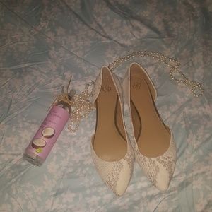 Ann taylor leather snakeskin D'orsay flats